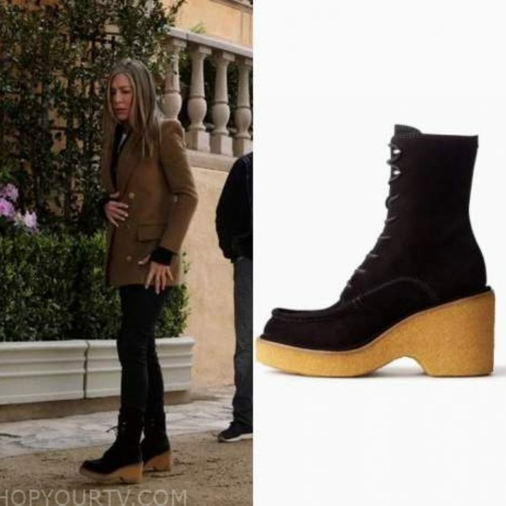 RAG & BONE SCOUT SUEDE PLATFORM WEDGE BOOTIES BLACK 38  (P12)